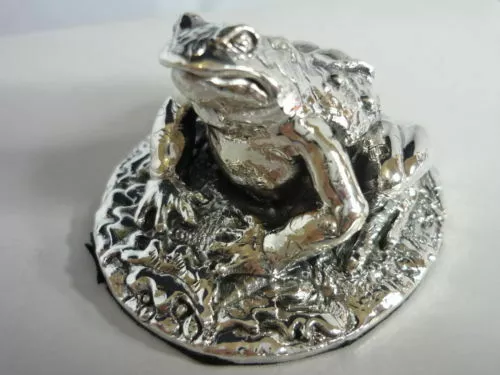 Stunning Hallmarked Sterling Silver frog Statue Sculpture