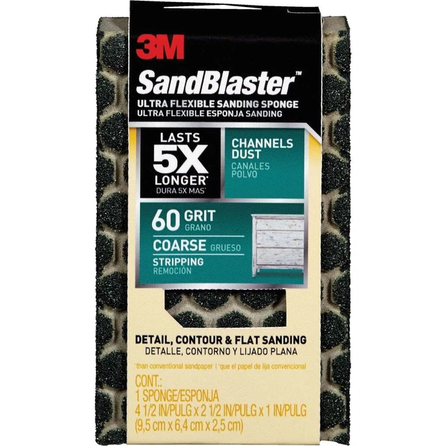 3M SandBlaster Ultra Flexible 2-1/2 In. x 4-1/2 In. x 1 In. 60 Grit Coarse