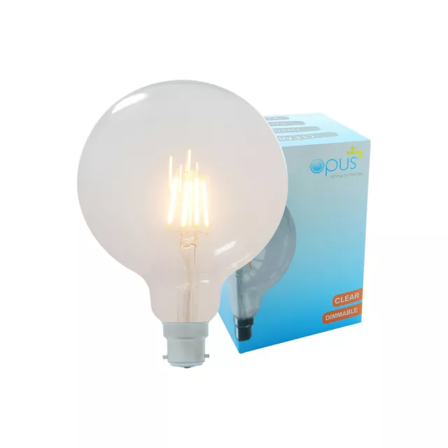 Vintage Filament Large Globe Opus BC B22 5W LED Dimmable Clear G125 Light Bulb