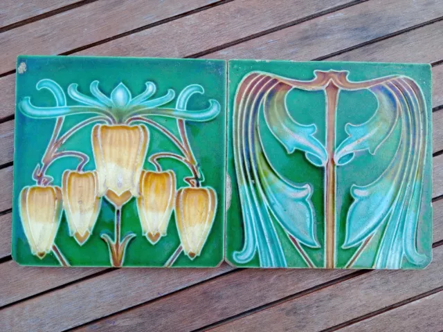 Antique Art Nouveau 6” Tile Vintage Art Deco - The Auction Is For Both Tiles