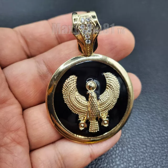 Gold Plated Hip Hop Egyptian Horus Bird Fashion Bling Medal Charm Pendant 2