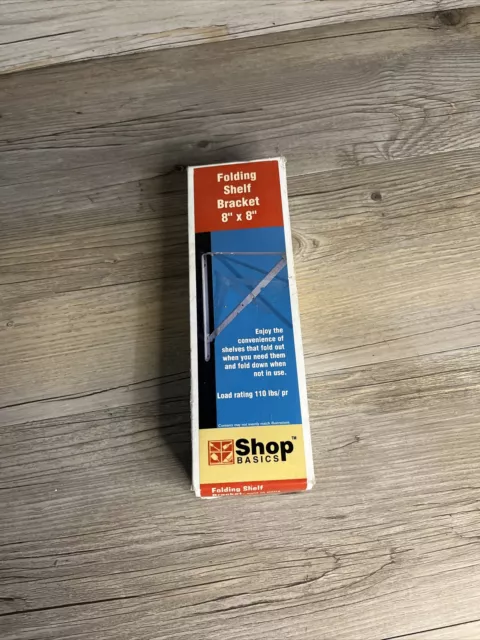 Rockler Shop Basics Folding Shelf Bracket Set Of 2 (8" x 8") / New Old Stock