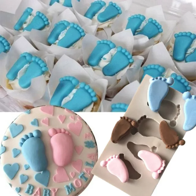3D Baby Foot Cake Fondant Mould Silicone Chocolate Mold Soap Baby Shower Decor