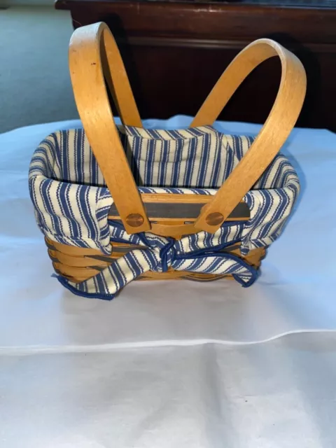 Longaberger 1998 Sweetheart Picture Perfect Basket w/ protector Liner Blue