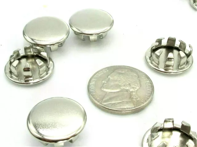 5/8” Steel Panel Hole Plugs Snap in Nickel Plated Bright Silver Finish Covers