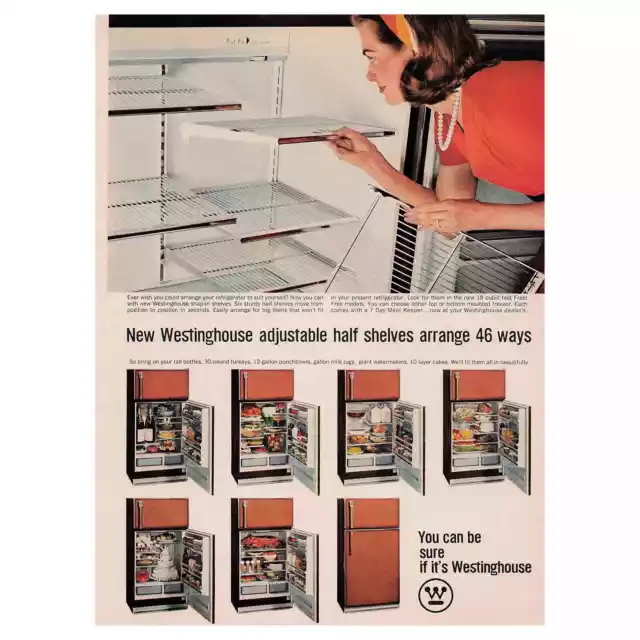 Westinghouse Refrigerator Vintage Magazine Print Ad Fridge Freezer 1965