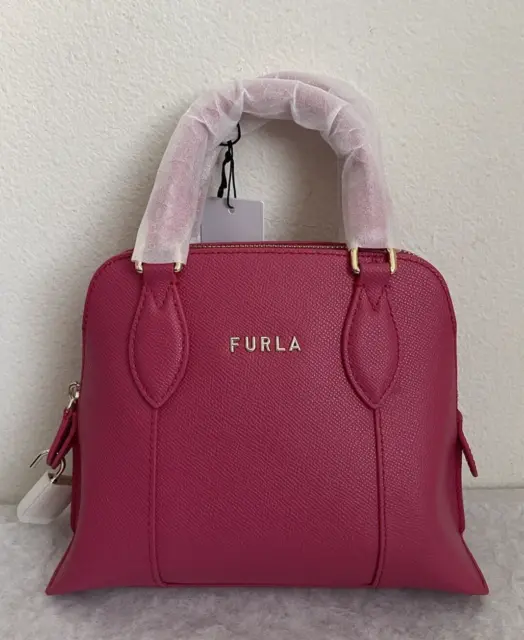 NWT Furla Vittoria Top Handle Dome Leather Crossbody Bag $438 Shock G