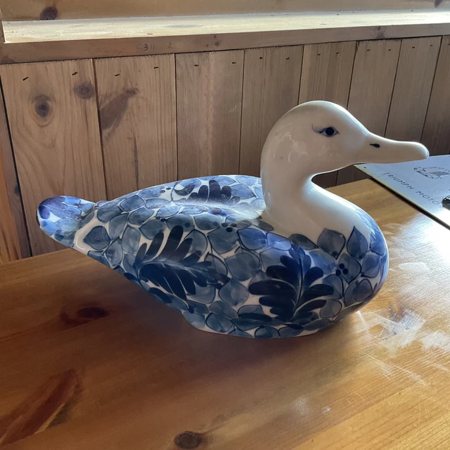 Librasco Blue & White Porcelain Duck Philippines Near Life Size 28 cm