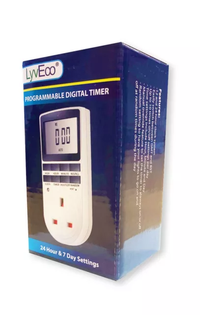 Electronic Digital Mains Plug in Timer Socket with LCD Display 24 Hour 7 Days 3