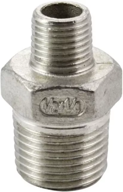 1/2" Male to 1/4" male NPT Hex Nipple Pipe Fitting Reducer Adapter Stainless 304