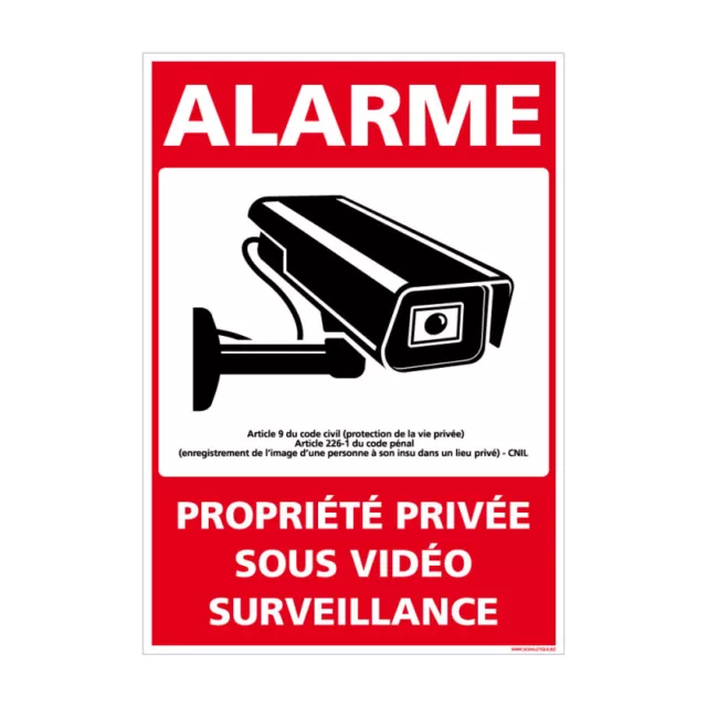 Panneau de signalisation Alarme Propriété Privée Sous Vidéosurveillance. G1652.