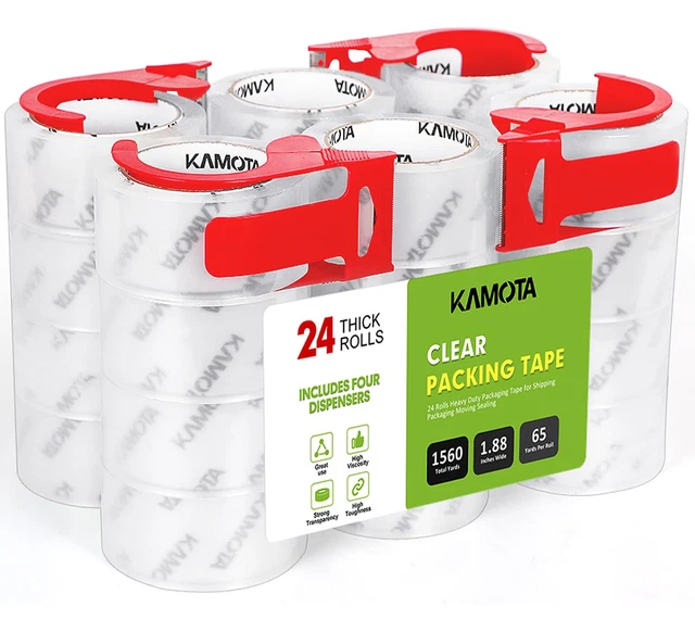 Clear Packing Tape, 24 Rolls Heavy Duty Packaging Tape for Shipping Packaging Mo