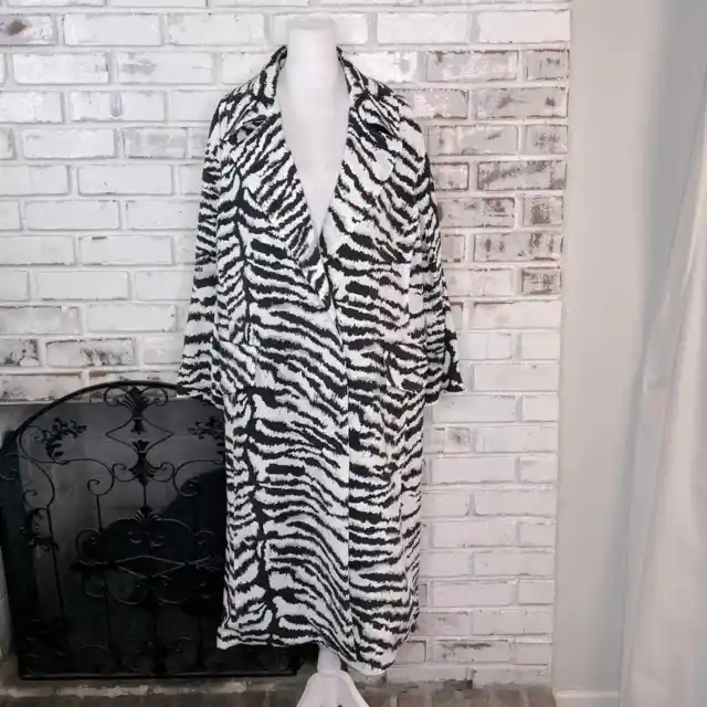 VICTOR ALFARO COLLECTIVE Oversized Zebra Print Blazer Jacket Duster ...