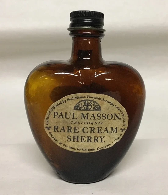 Vintage PAUL MASSON Rare Cream Sherry Liquor Bottle EMPTY MINI 2 oz HEART SHAPE