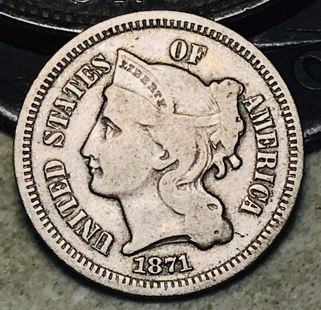 1871 Three Cent Nickel Piece 3C Ungraded Choice Early US Type Coin CC18191