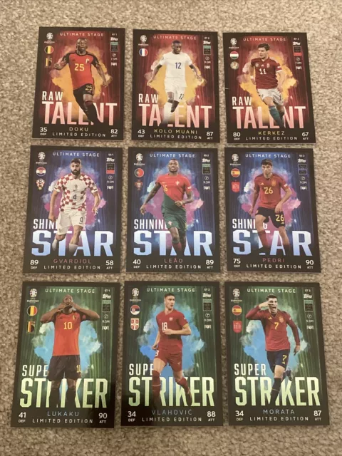 Topps Match Attax Uefa Euro 2024 - All 9 Cards Ultimate Stage Limited Editions