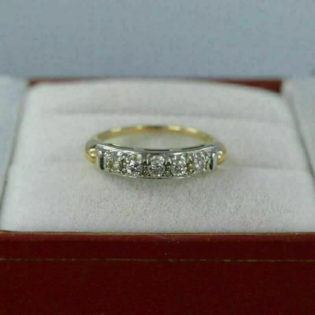 Bague vintage avec bande de diamant simulé taille ronde de 1,00 ct plaquée...