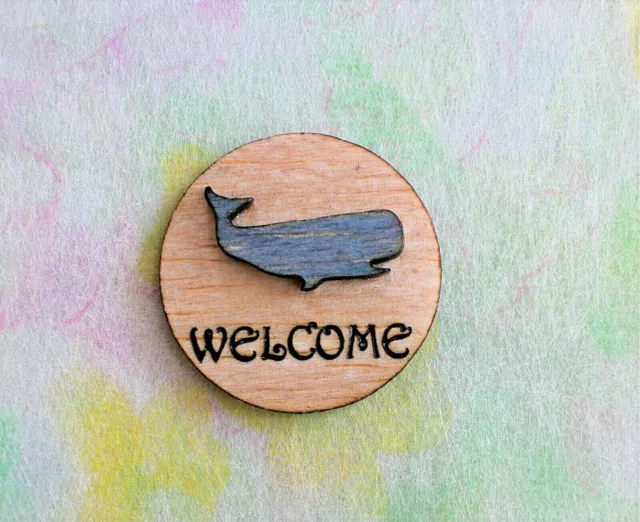 Original OOAK Mini Dollhouse Welcome Sign Whale  N Woolmer