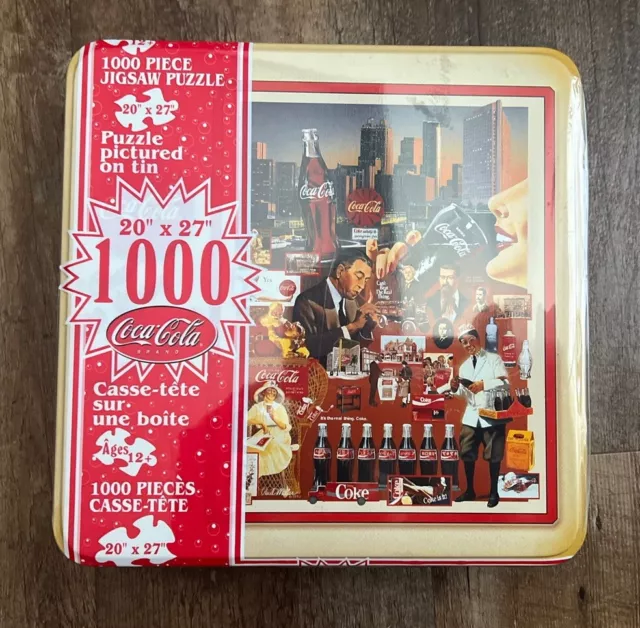 Vintage Coca Cola Brand New 1000 Piece Puzzle In Tin Box 20" x 27" New Sealed
