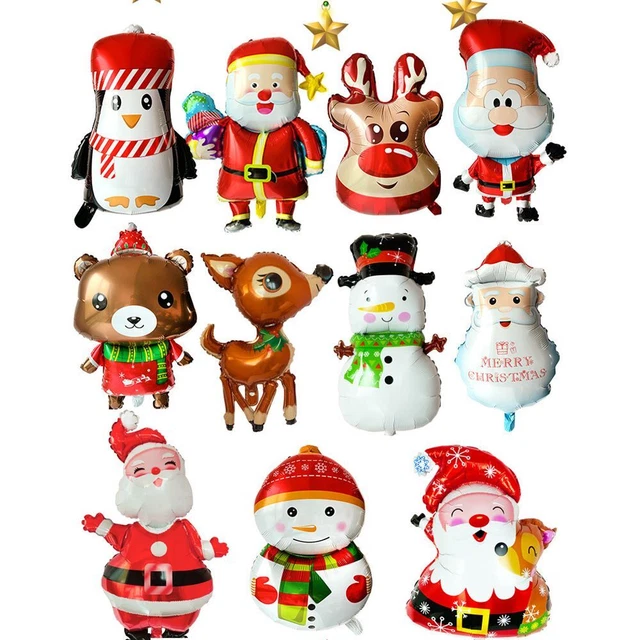 Christmas Decor Santa Claus Xmas Ornament Helium Foil Balloon Snowman Elk Deer