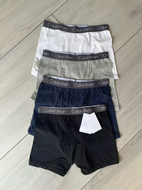 4 PACK Calvin Klein Boys Boxer Briefs Underwear Size Medium 8-10