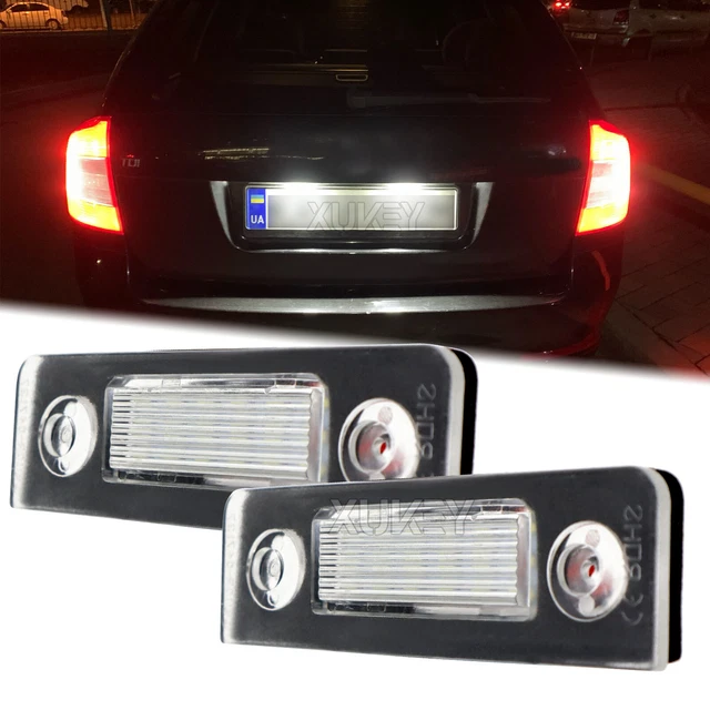 2x ILLUMINAZIONE TARGA BIANCA LED PER SKODA OCTAVIA II 08-13 ROOMSTER 5J 06-10