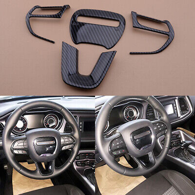 4x Steering Wheel Decoration Cover Trims Fit for Dodge Challenger 2015-2019 Pop