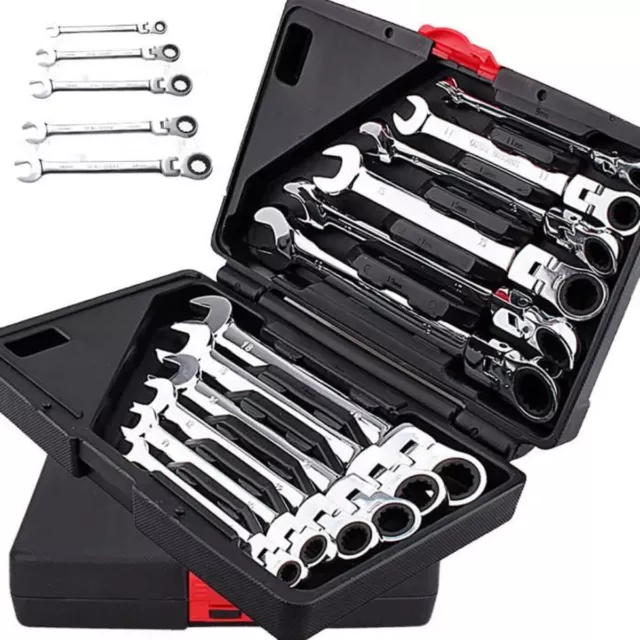 2 Clés Mixtes à Cliquet Flexible 12mm - 72 Dents, Métrique, Pour Travaux Mécaniques Précision