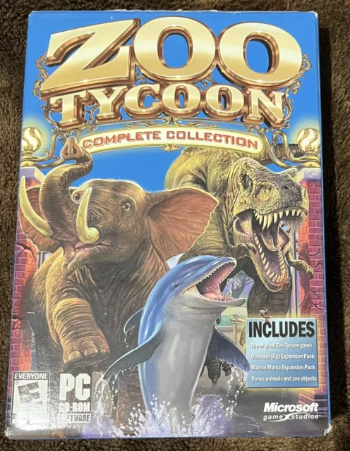 Zoo Tycoon Complete Collection PC CD ROM Microsoft Complete 2 Discs Marine  Dino