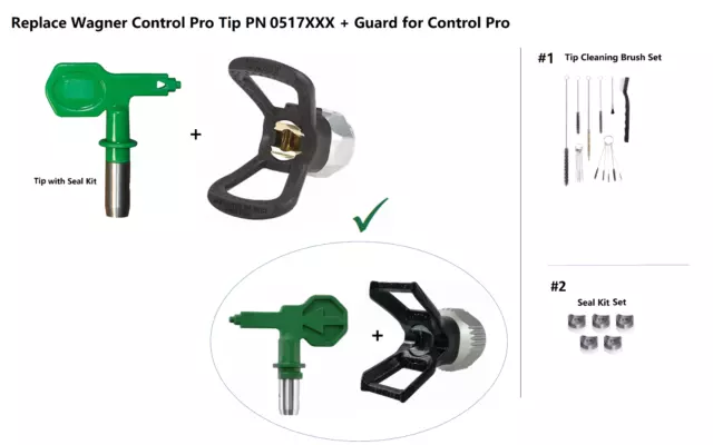 High Efficiency Airless Spray Tips Replaces Wagner Control Pro Tip  W/ Guard