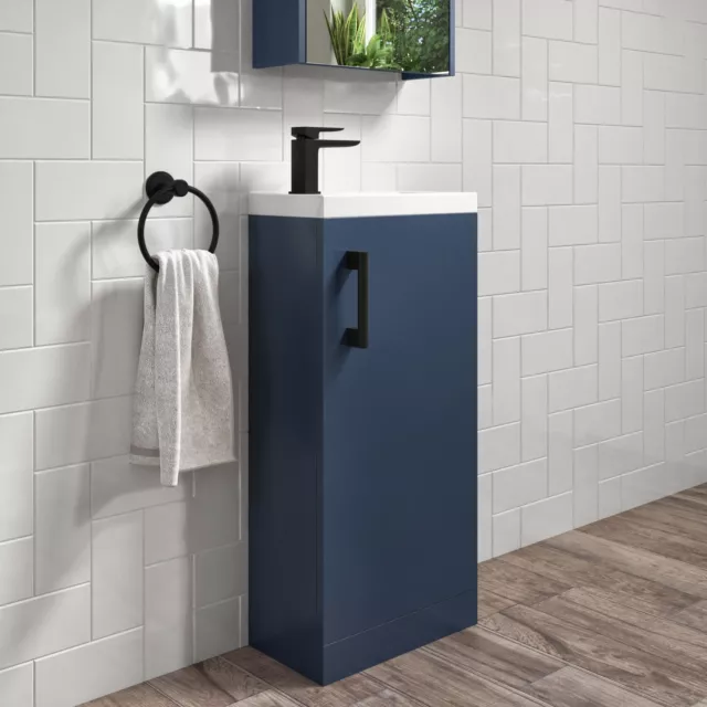 400mm Blue Cloakroom Freestanding Vanity Unit with Basin an BUN/BeBa_27089/77672