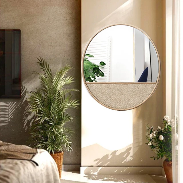 Miroir Rond Salle à Manger Maquillage Humidité Preuve Simple Fait à la Main Kaki