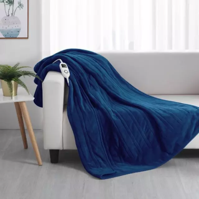 Dreamaker Coral Fleece Heated Throw Blanket (Classic Blue) - 160x120cm