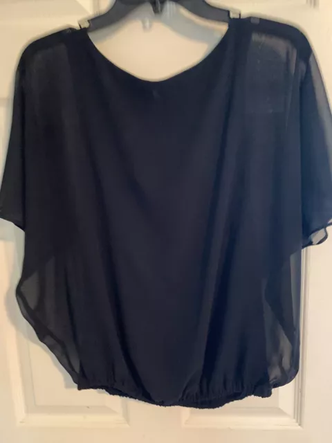 Jennifer Lopez Black Semi- Sheer Blouse Sz XS