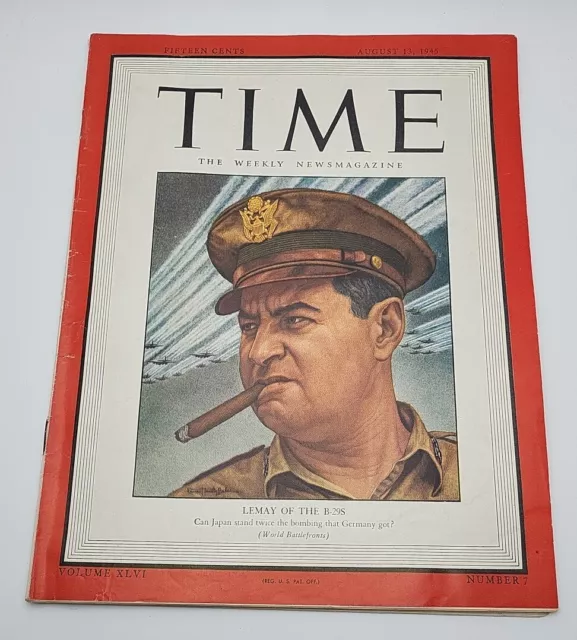 VTG Time Magazine August 13 1945 Vol 46 No. 7 Curtis LeMay of The B-29S