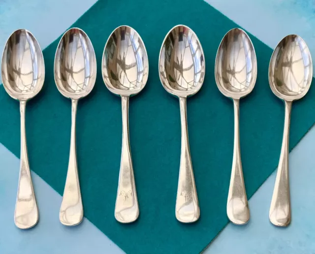 MAPPIN & WEBB DESSERT SPOONS x6 OLD ENGLISH SILVER PLATE CUTLERY SHEFFIELD