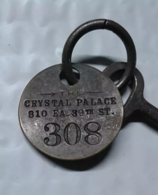 Rare Vintage Hotel Key And Fob - THE CYRSTAL PALACE 810 EA 39TH ST.