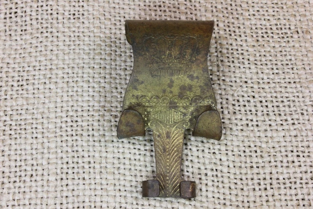 Old Picture Molding Rail Hook Brass Painting Hanger Crown vintage Dark Tarnished