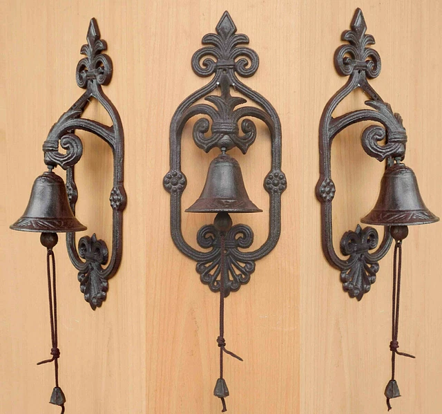 Campana, Campana de Pared, Timbre Puerta Hierro Fundido Altura 37cm (CI-80 Br )