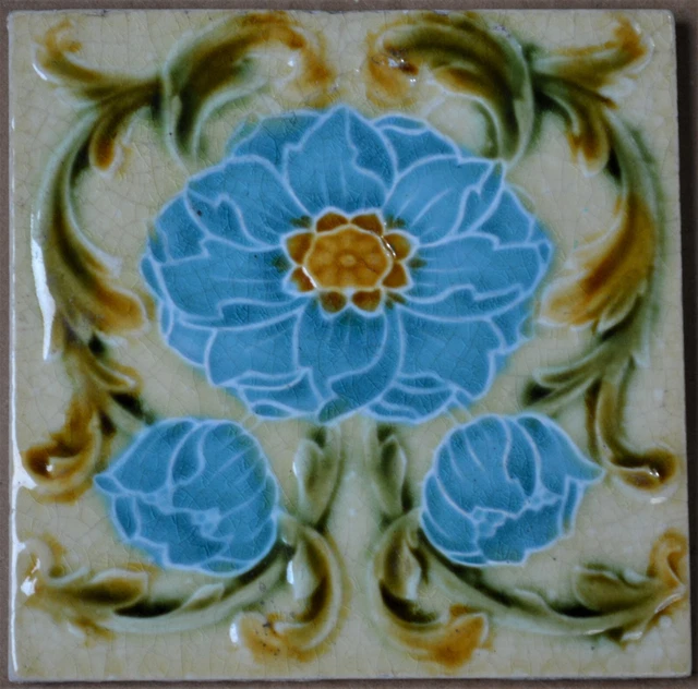 England - Antique Art Nouveau Majolica Tile C1900