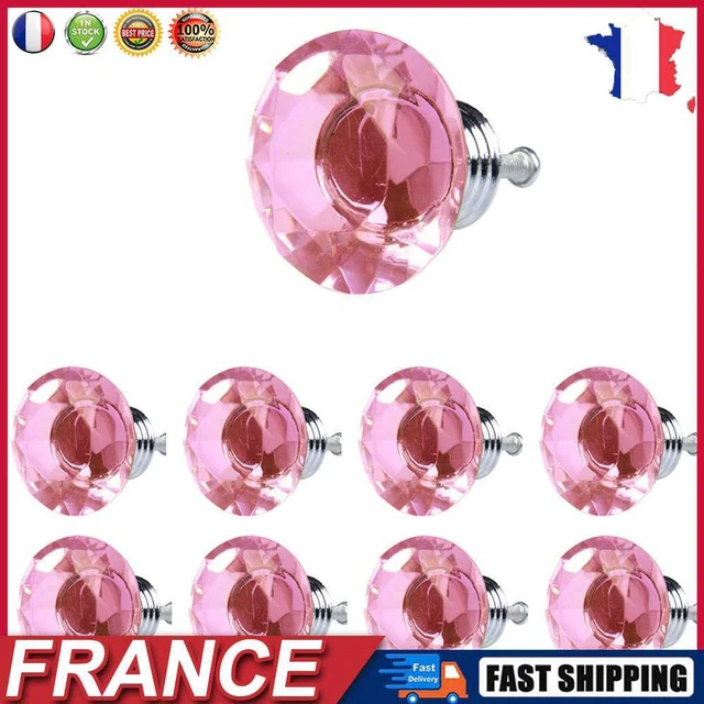 10pcs 40mm Diamond Shape Crystal Glass Drawer Cabinet Pull Handle Knob  fr