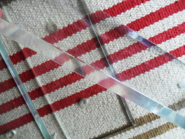 Lot 5 Vintage Antique French Salvage Beveled Clear Glass Finger DOOR Push PLATES 2