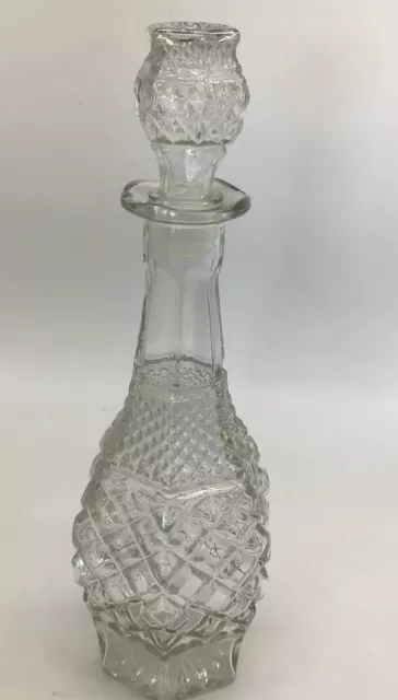 Anchor Hocking Wine/Whiskey Decanter Wexford Clear Glass Diamond Cut  14.5” Exc.