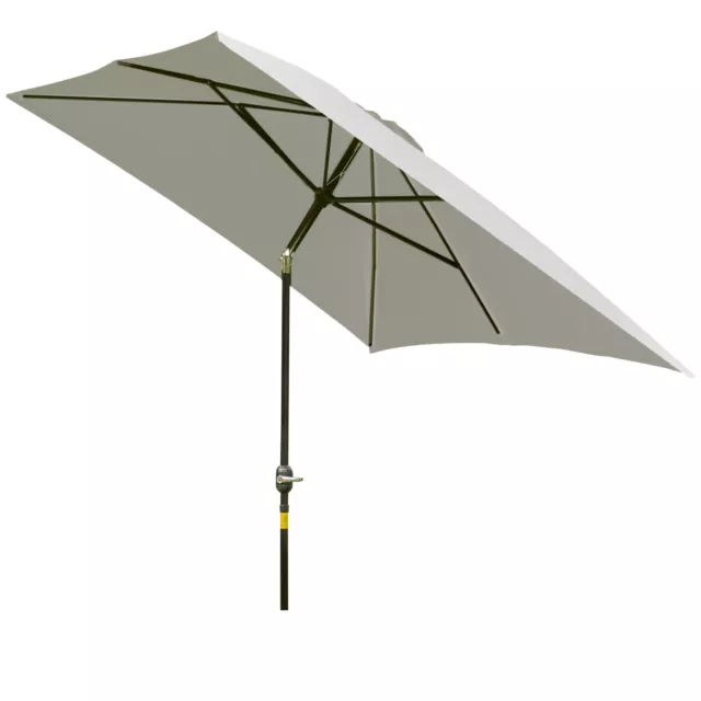 Outsunny 3x2m Patio Parasol Canopy Tilt Crank 6 Ribs Sun Shade Garden White