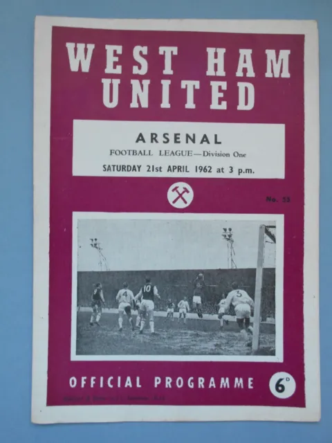 West Ham Arsenal 1961/62 League Division One near mint condition