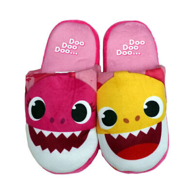 Girls Pink Baby Shark Slippers Sizes 8.5 - 1 UK