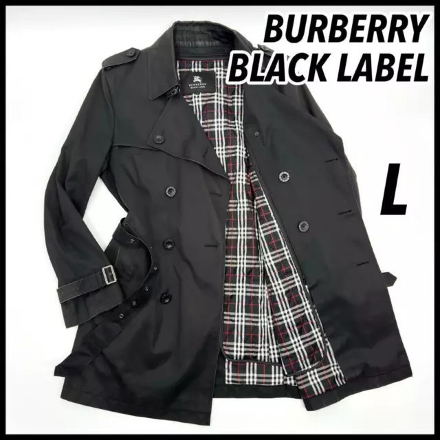 BURBERRY BLACK LABEL Trench coat Belt Liner Nova check Cotton L Size Black Men