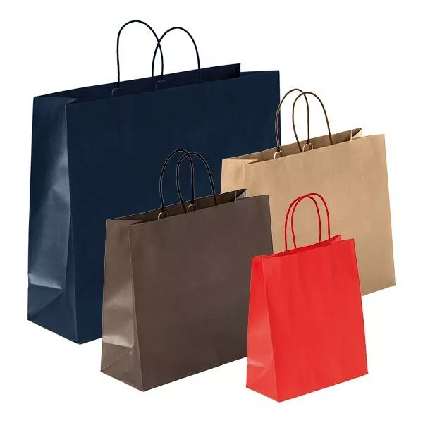 Sac Shopper Papier Kraft Ligne Elite Couleur Havane 35 + 13x31cm G 110 Poignée