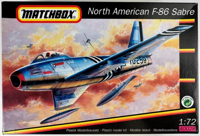 North American F-86 Sabre 1:72 Matchbox 40028 Skill 2 Complete Kit Open Box