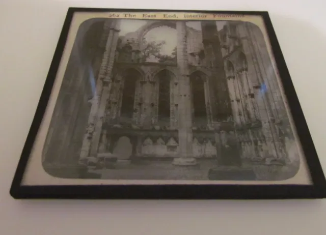 Glass Magic Lantern Slide FOUNTAINS ABBEY NO3 THE EAST END C1900 PHOTO YORKSHIRE 2